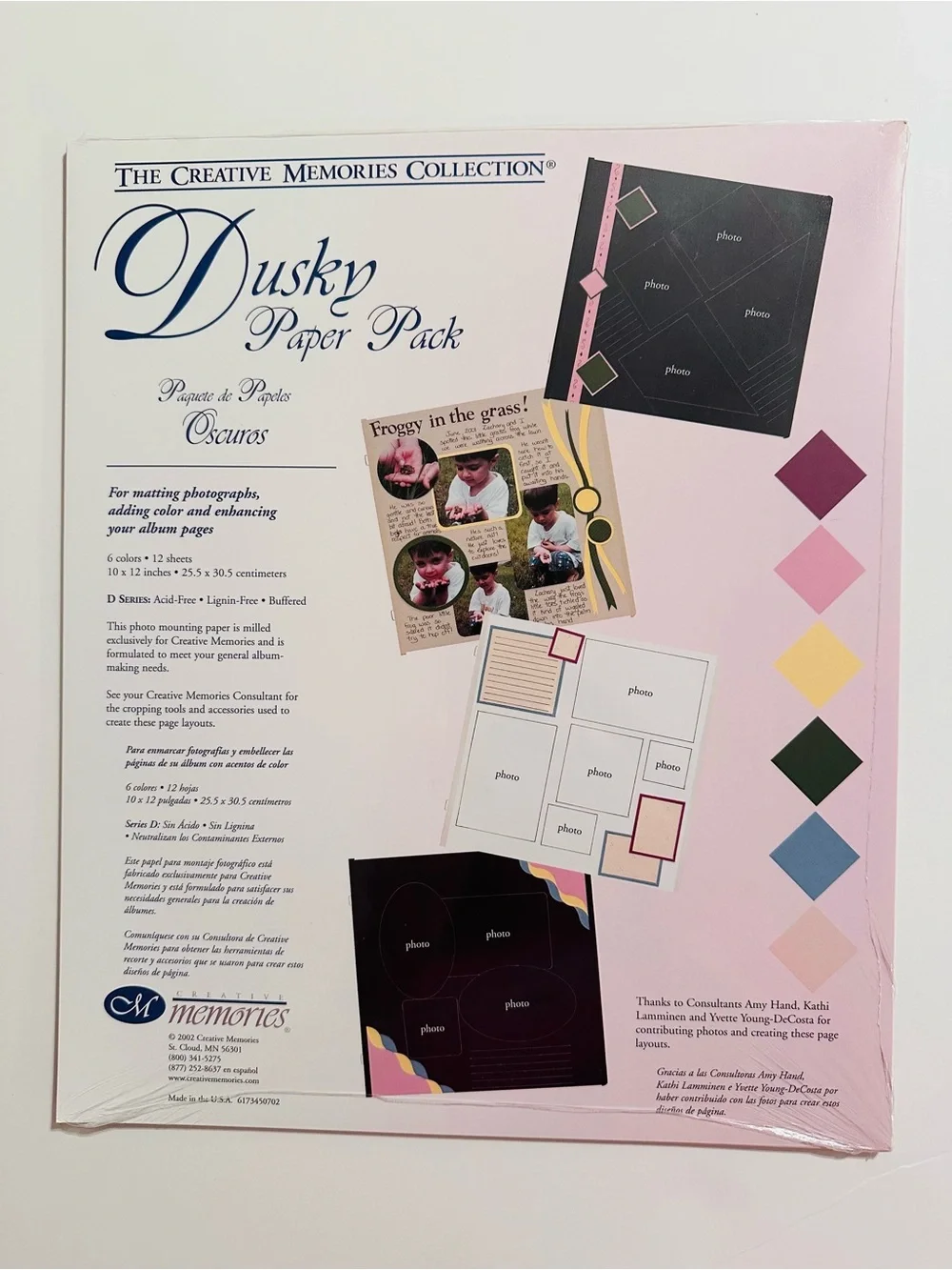 Creative Memories 10x12 Dusky Photo Mounting Paper - 6 colors • 12 sheets